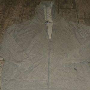 Eddie Bauer Gray Full-Zip Hooded Sweater
